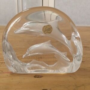 Crystal d'Arques Dolphin Lead Crystal Paperweight